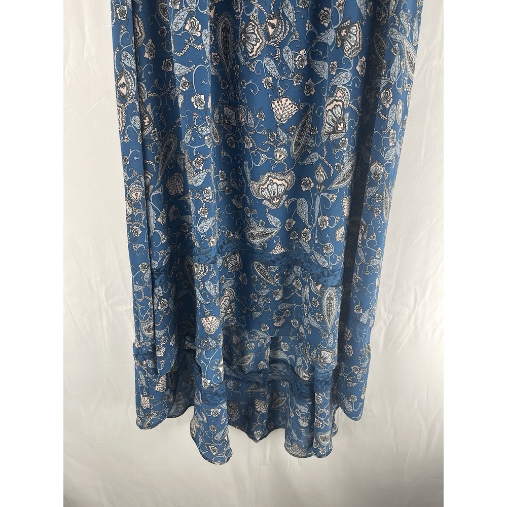 Boutique Womens 0X High Low Flowy Tiered Sleeveless Teal Lightweight Sundress - Picture 4 of 14